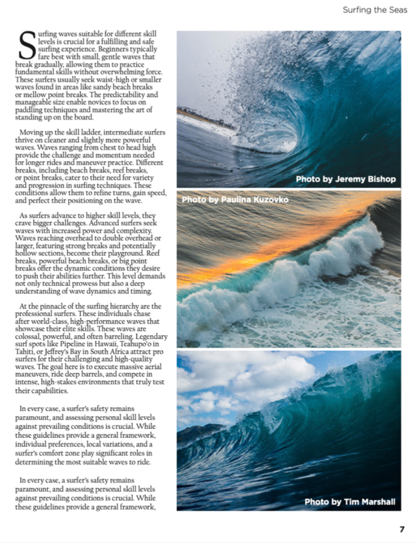 Interior page of surf magazine mock